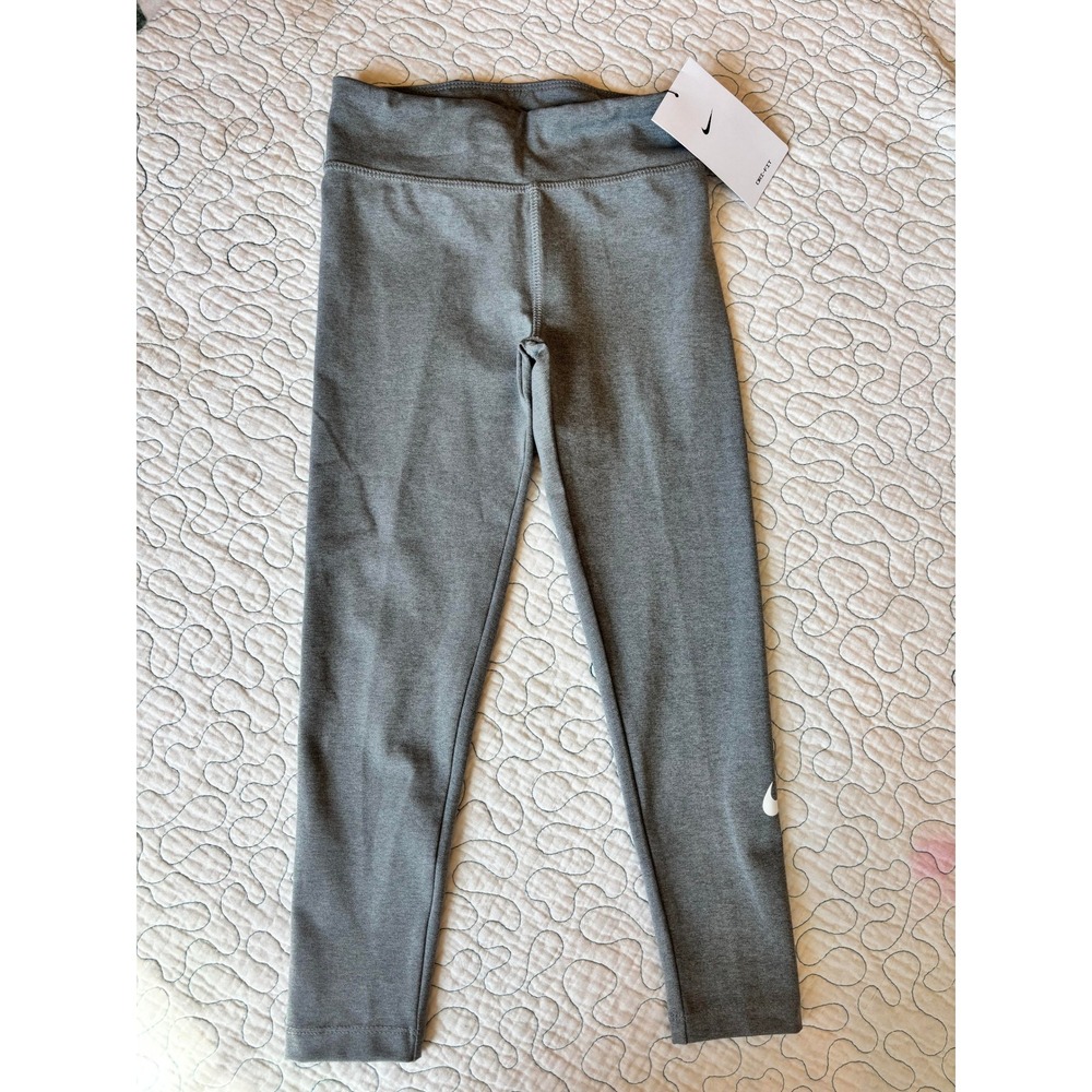 Nike Girls Dri-FIT Leggings Light Smoke Gray Heather Athletic Tights Size 6X